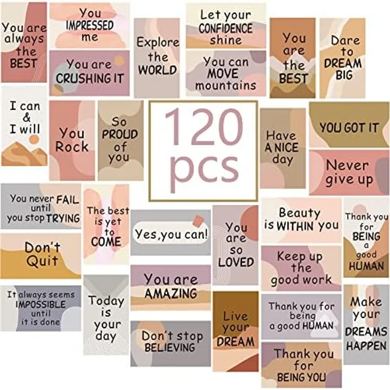 Outus 120 Pcs Encouragement Inspirational Affirmation Card, Boho Style