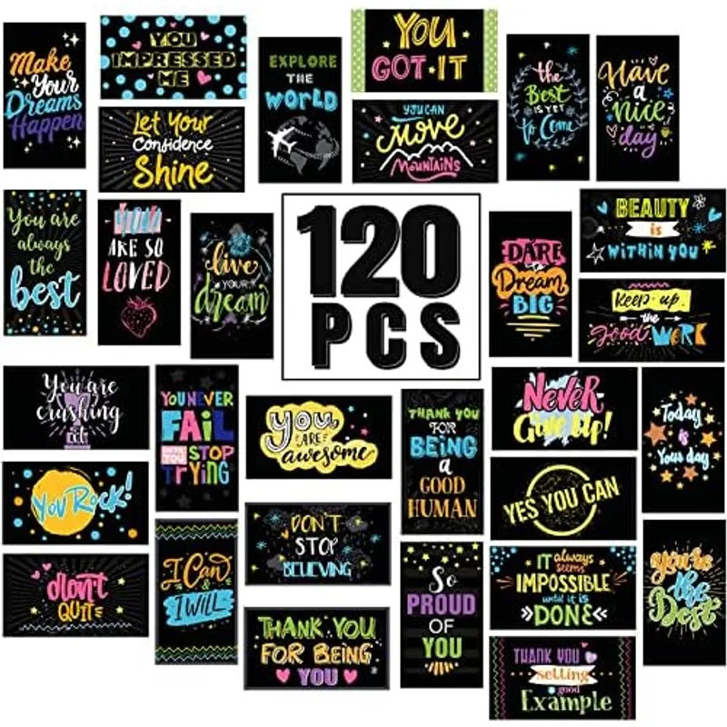 Outus 120 Pcs Encouragement Inspirational Affirmation Card, Dark Style