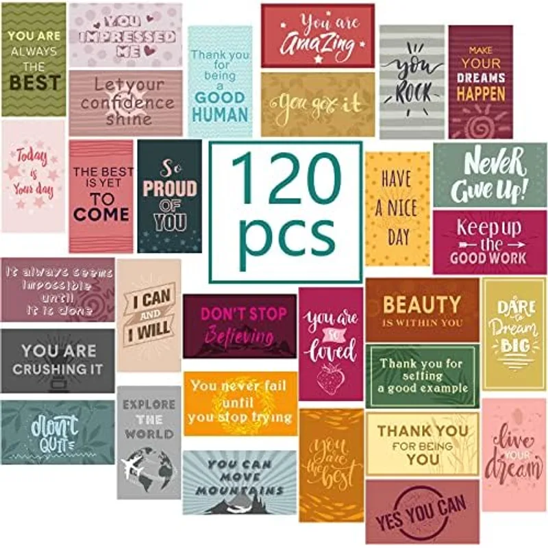 Outus 120 Pcs Encouragement Inspirational Affirmation Card, Retro Style