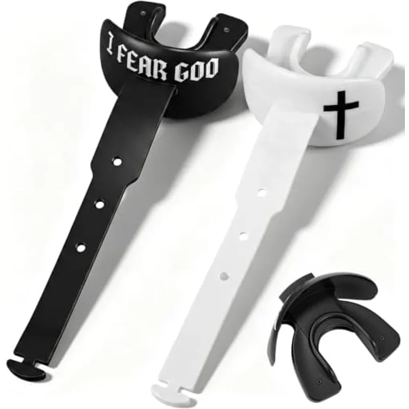 Outus 2 Pack Faith Cross Football Mouth Guard God Youth Sports Lip Guard, Fear God