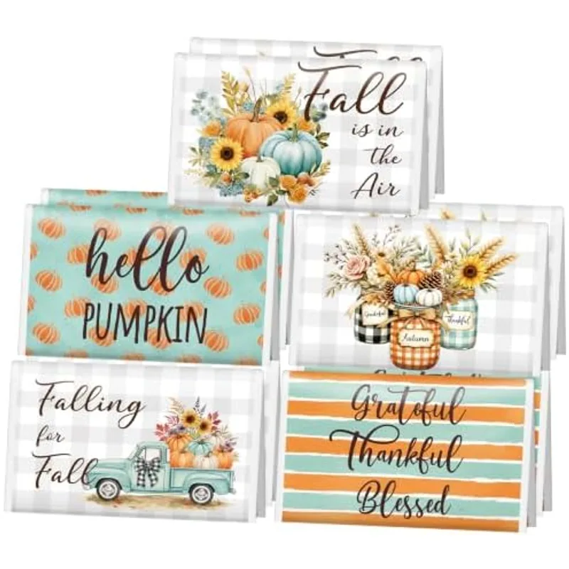 Outus 10 Pack Fall Autumn Pocket Tissues Travel Size Slim Pack, Vintage Fall