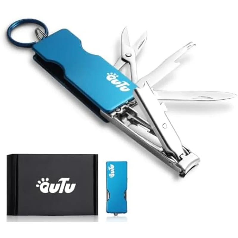 Fingernail and Toenail Clippers, Blue and Silver