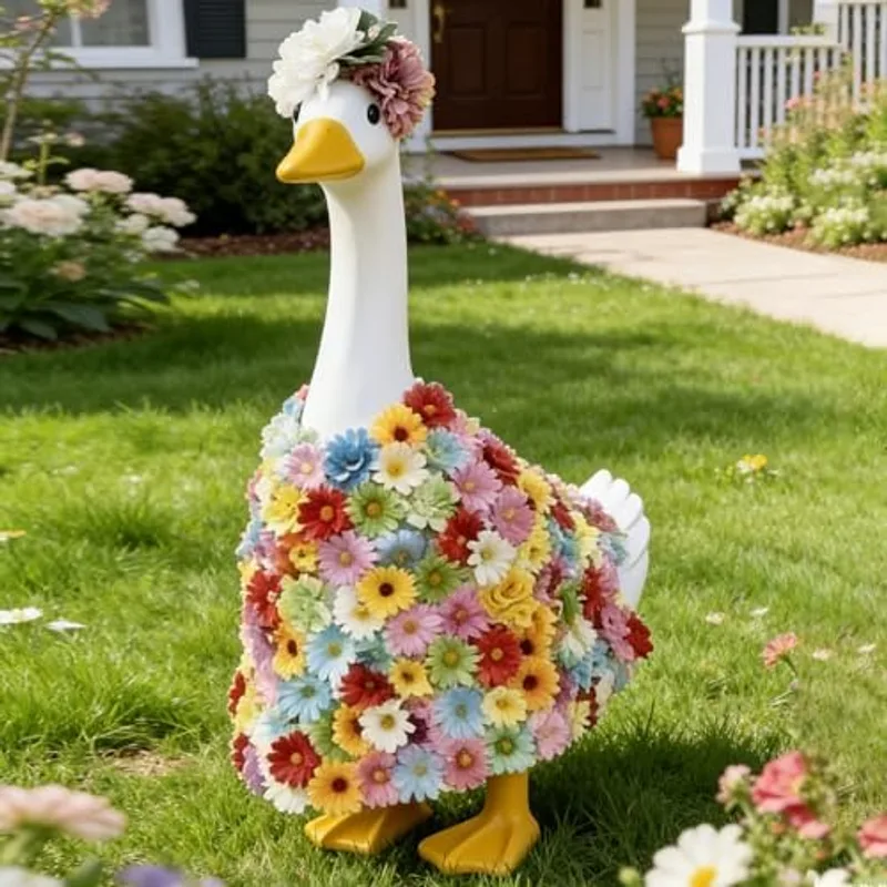 Outus Flower Goose Outfits 23in Summer Floral Outfit for Porch Goose, Classic Flower