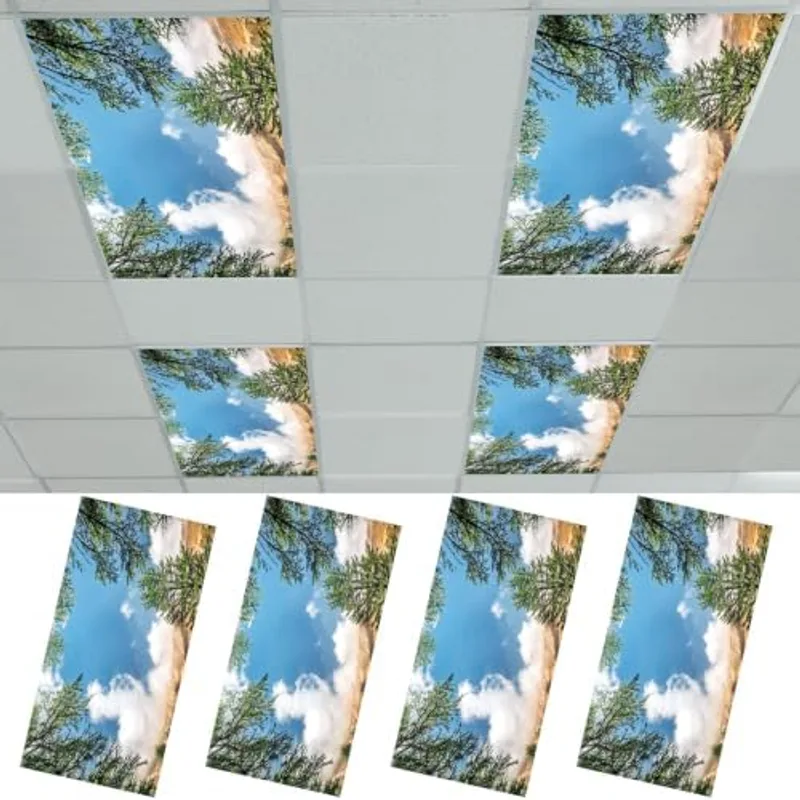 Outus 4 Pcs Fluorescent Light Cover Classroom Lighting Cover, 2 x 4 ft, Peak