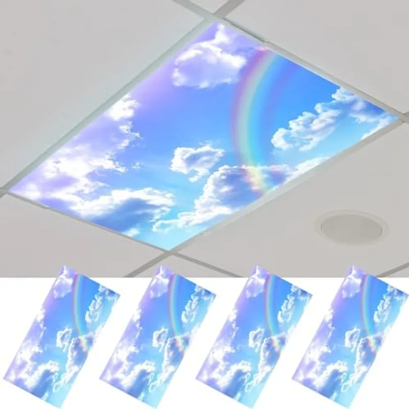 Outus 4 Pcs Fluorescent Light Cover Classroom Lighting Cover, 2 x 4 ft, Sky