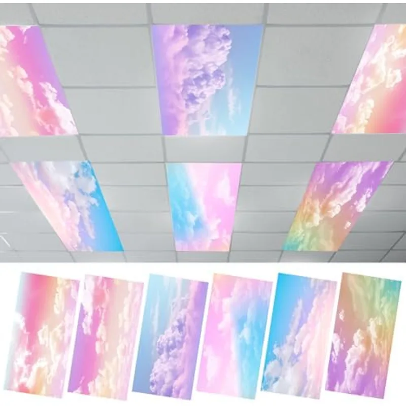 Outus Fluorescent Light Covers Classroom Lighting Cover,6,Pastel
