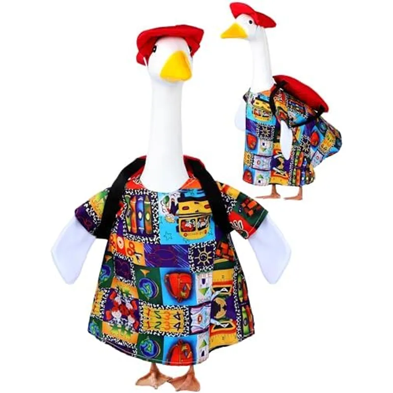 Outus Funny Back to School Porch Goose Outfit with Shirt, Bag and Hat