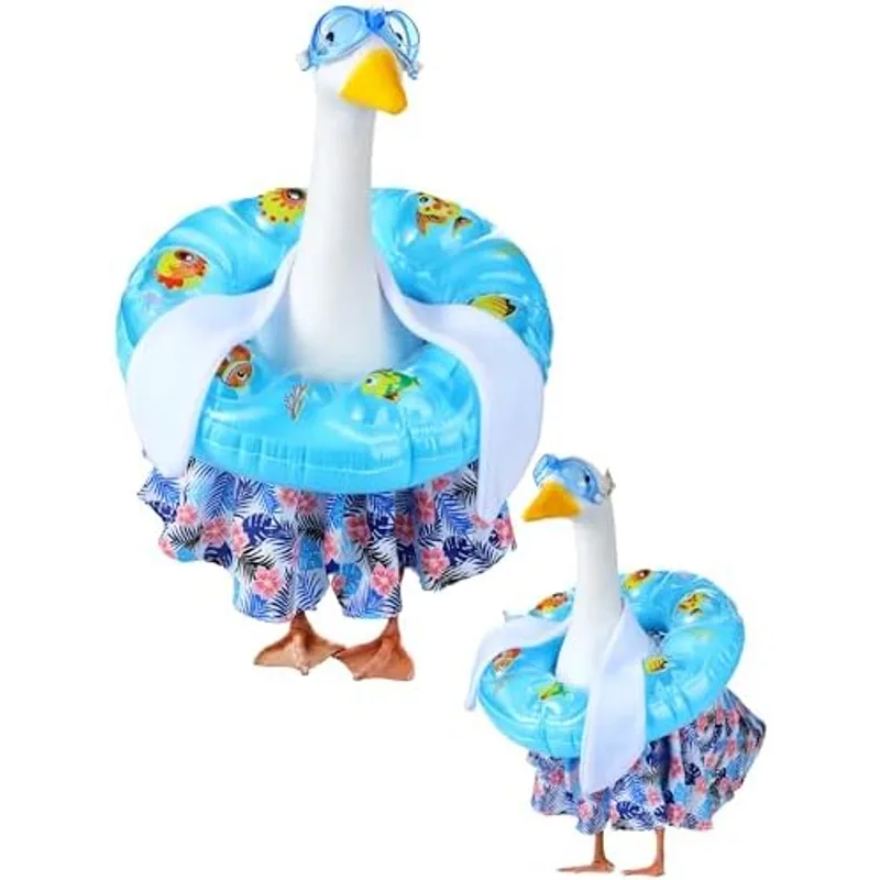 Outus Funny Summer Porch Goose Outfit Set with Goggles and Swim Ring