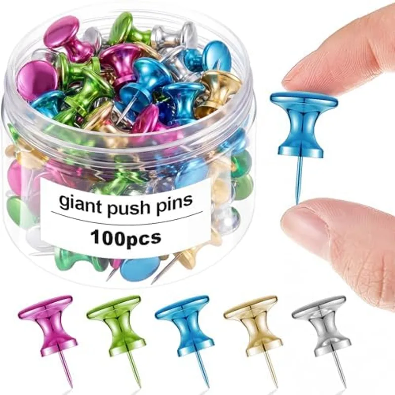 Outus 100 Pcs Giant Push Pins Large Thumb Tacks,Assorted