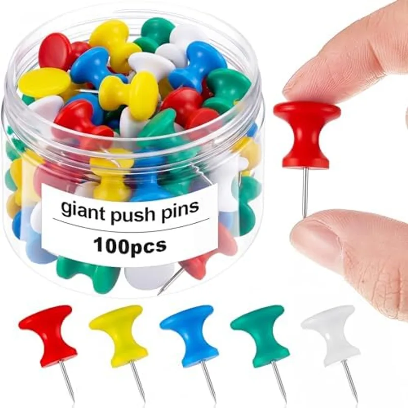 Outus 100 Pcs Giant Push Pins Large Thumb Tacks, Colorful
