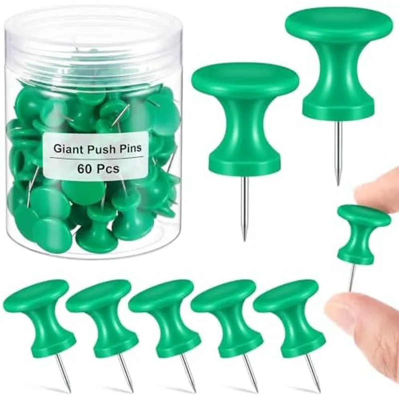 Outus 60 Pcs Giant Push Pins Large Thumb Tacks, Green