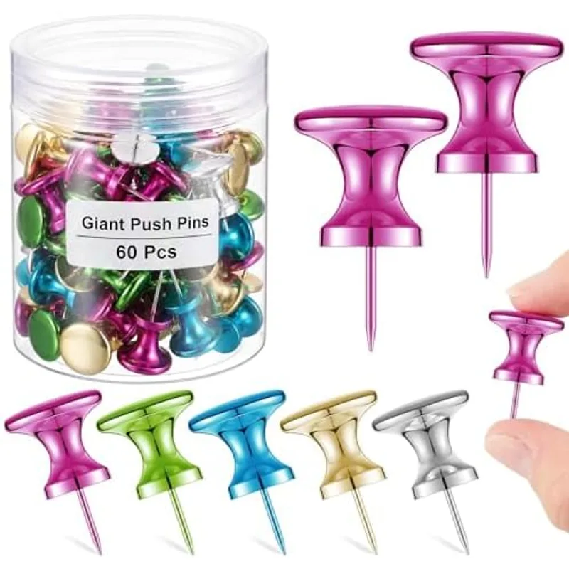 Outus 60 Pcs Giant Push Pins Large Thumb Tacks, Macaron Bright Color