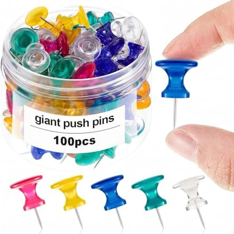 Outus 100 Pcs Giant Push Pins Large Thumb Tacks,Multicolor
