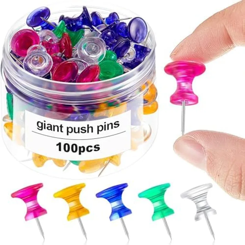 Outus 100 Pcs Giant Push Pins Large Thumb Tacks, Polychrome