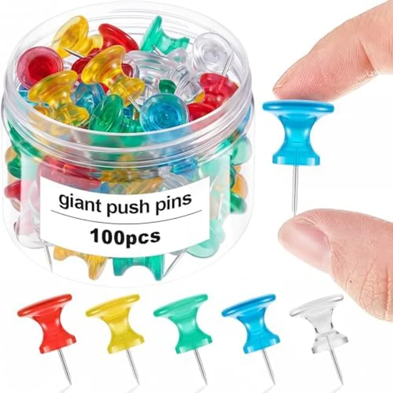 Outus 100 Pcs Giant Push Pins Large Thumb Tacks,Rainbow
