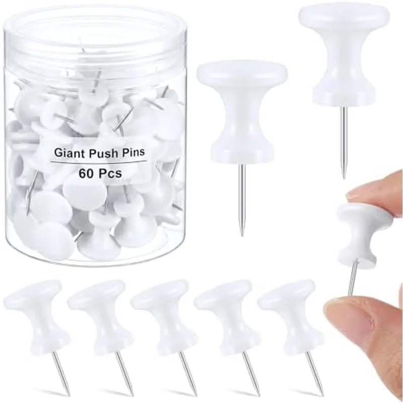 Outus 60 Pcs Giant Push Pins Large Thumb Tacks, White