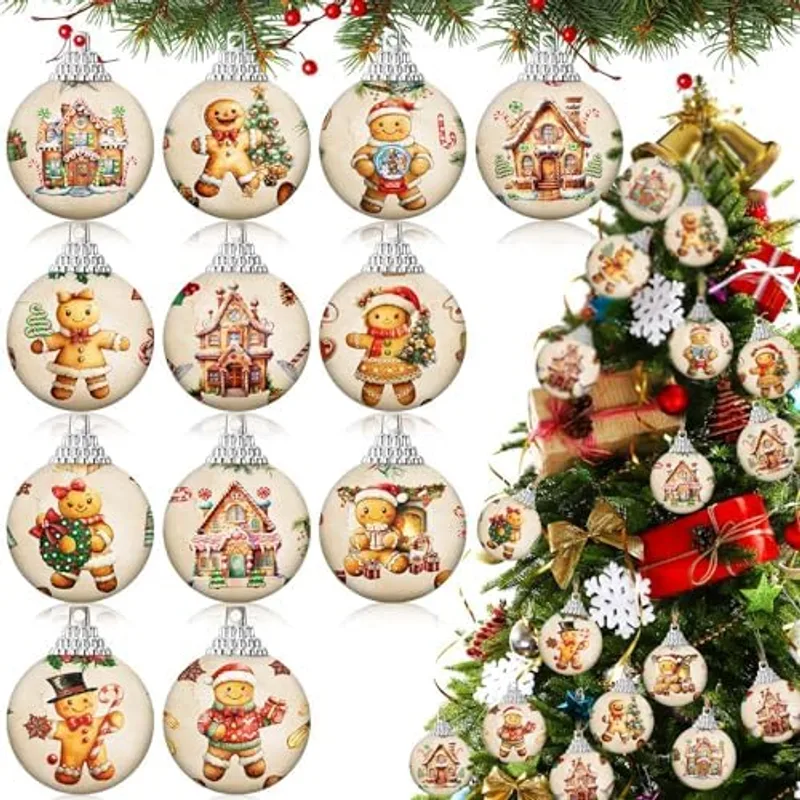 Outus 24 Pcs Gingerbread Man Christmas Tree Ornaments 2.17" Vintage