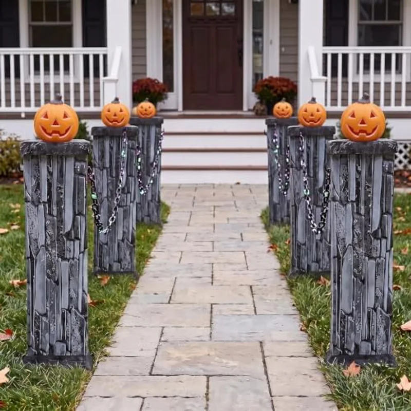 Outus 22 Pcs Halloween Fence Decorations Kit Outdoor Pumpkin Topper Fence