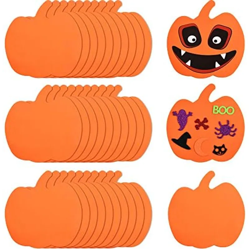 Outus Halloween Foam Pumpkins Shapes Crafts Bulk 6 Inch DIY Art Kit, Orange