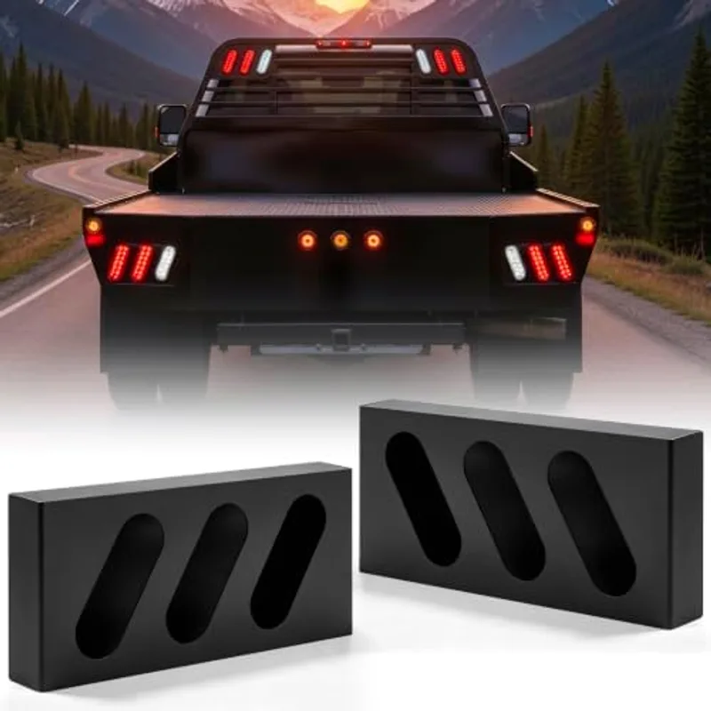 Outus 2 Pcs Heavy Duty 6'' DOT Triple Oval Trailer Light Box, Black