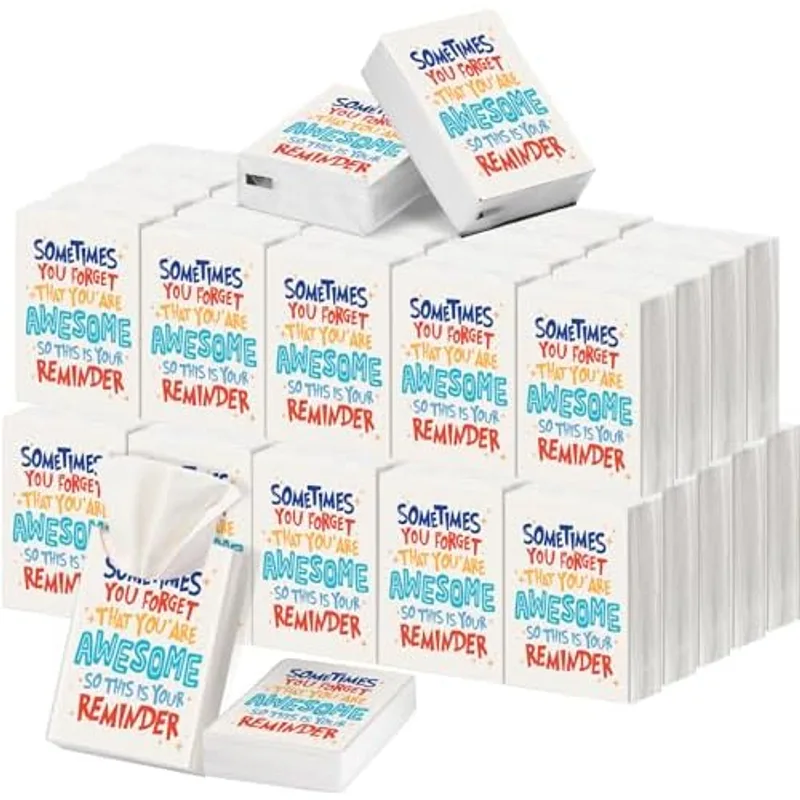 Outus 50 Pack Inspirational Pocket Tissues Travel Size for School Classroom, Colorful