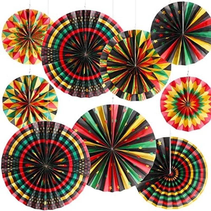 Outus Juneteenth Kente Paper Fans Black History Month Decor,Classic