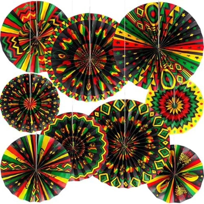 Outus Juneteenth Kente Paper Fans Black History Month Decor,Design