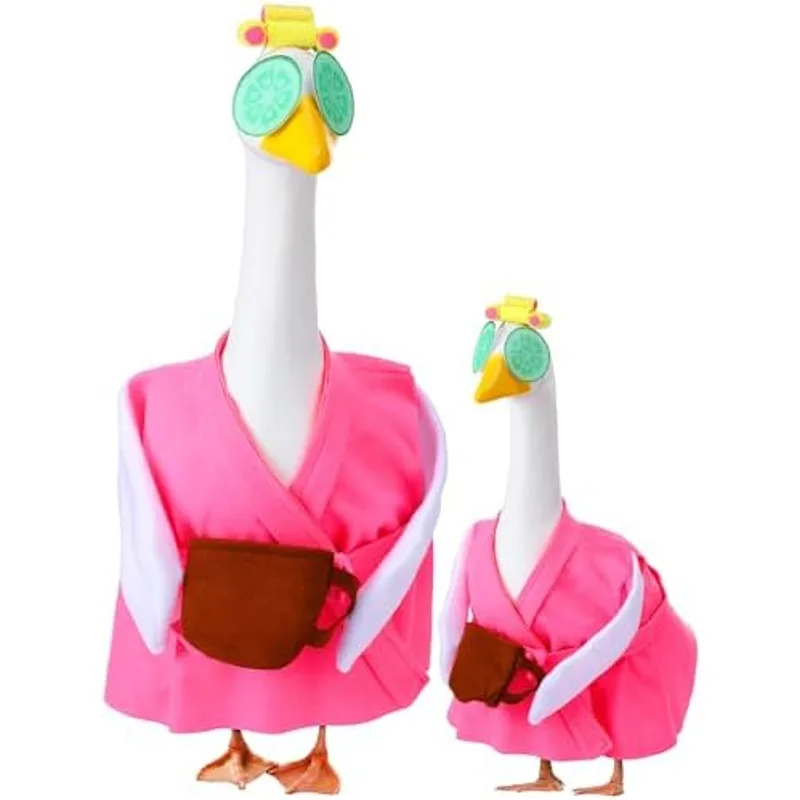 Outus Lady Bathrobe Goose Outfit Set with Hat, Rollers and Eye Mask