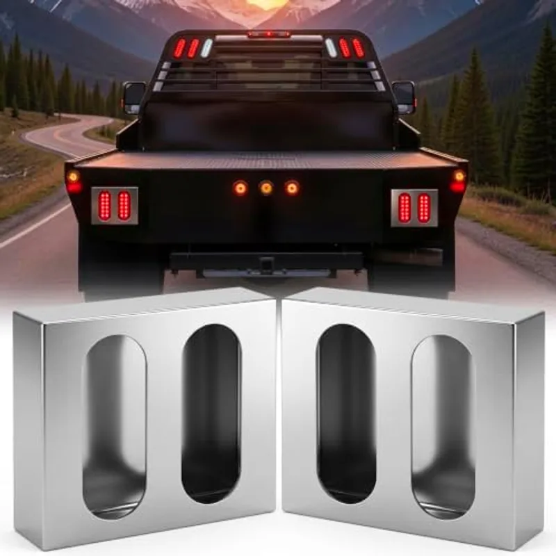 Outus 2 Pcs Metal 2-Oval Trailer Light Box Housing Kit, Tail Light Box, Vertical Ellipse, 201 Stainless Steel, Designed for Car Tail Lights, Suitable for Trucks and Other Cars