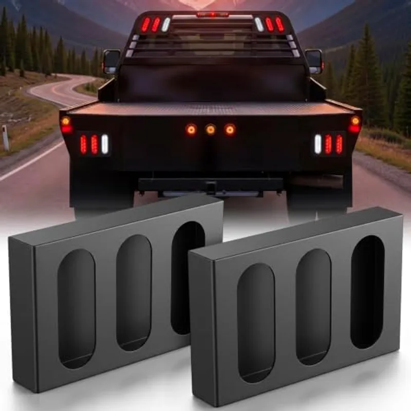 Outus 2 Pcs Metal Triple Oval Trailer Light Box Housing Kit, Tail Light Box, Vertical Ellipse, Carbon Steel, Designed for Car Tail Lights, Suitable for Trucks and Other Cars, Triple Oval Carbon Steel