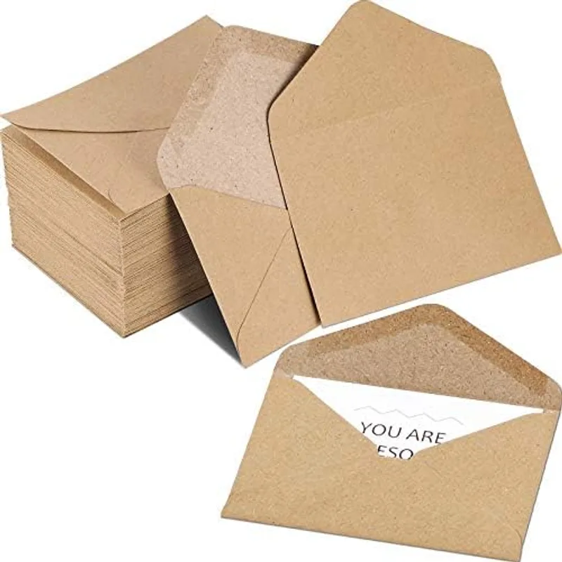 Outus Mini Brown Kraft Envelopes 4 x 2.76 Inch Gift Card Sleeve