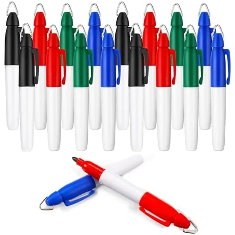 Outus 24 Pcs Mini Permanent Markers with Golf Keychain Clips,Assorted