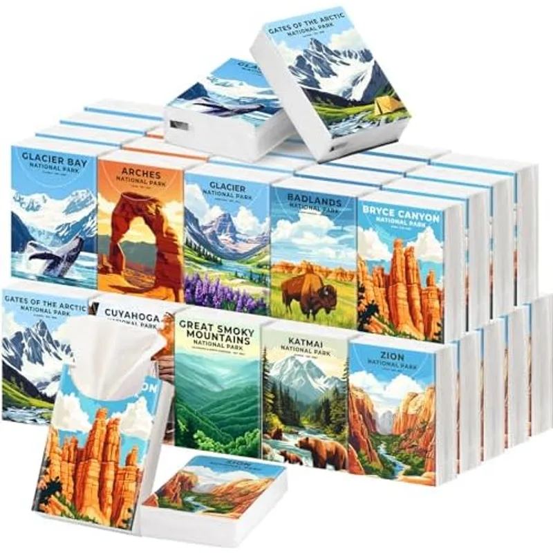 Outus 50 Pack National Park Travel Size Pocket Tissues, Camping Gifts