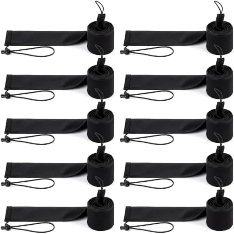 Outus 10 Pack Neoprene Fishing Rod Sleeves, 2.5mm Thick Tangle-Free Covers, Protective Sock for Spinning Casting Rods, Travel Storage(65", Black)