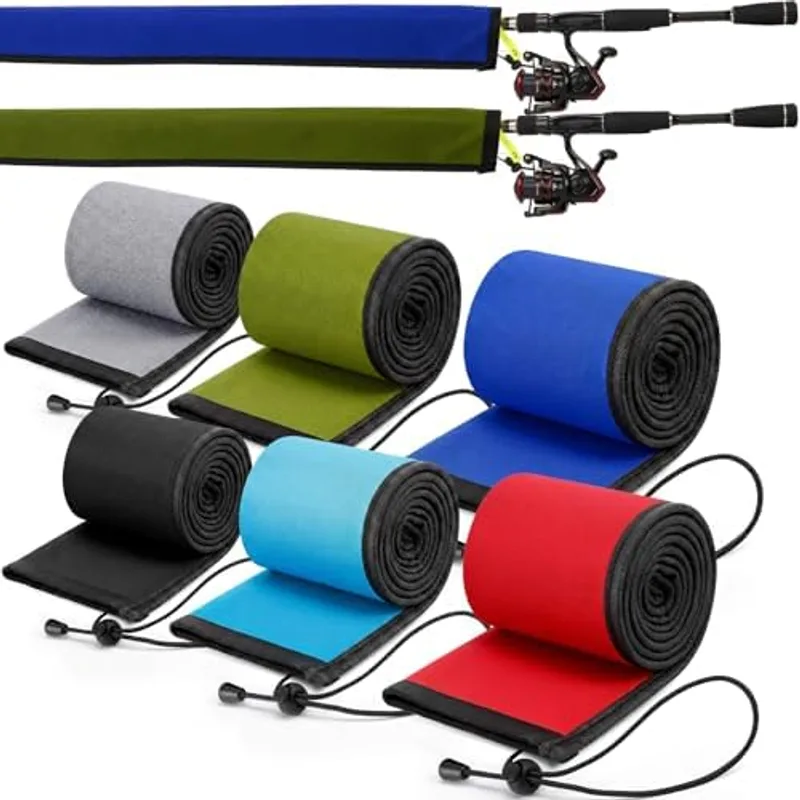 Outus Neoprene Fishing Rod Sleeves, 2.5mm Thick Tangle-Free Covers, Protective Sock for Spinning Casting Rods, Travel Storage(58" x 4", Solid Color)