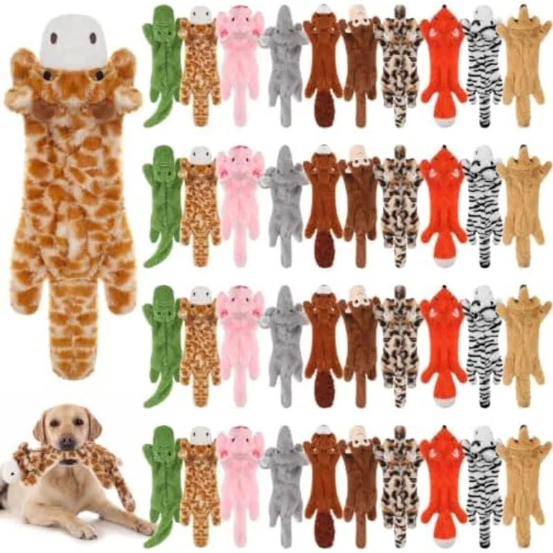 Outus 40 Pcs No Stuffing Dog Squeaky Toy Bulk for Aggressive Chewer, Cute