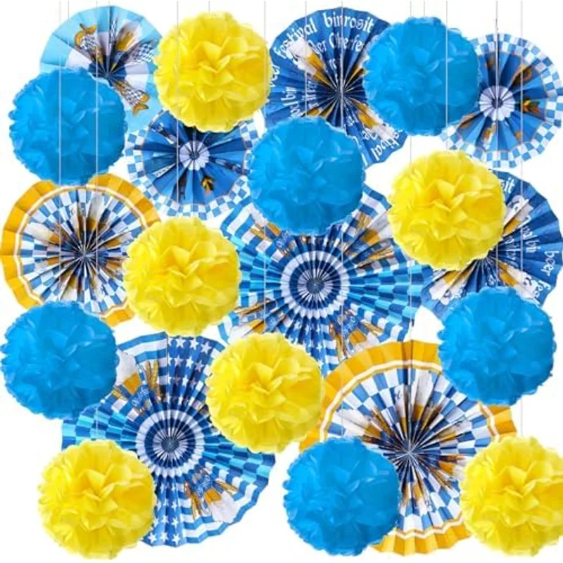Outus 21 Pcs Oktoberfest Party Decorations, Red,Blue,Yellow