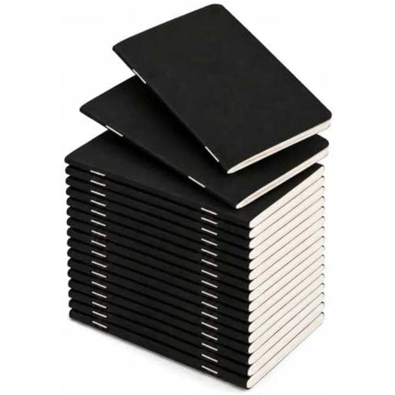 Outus 36 Pcs Pocket Notebook Bulk, Black, Blank Cover