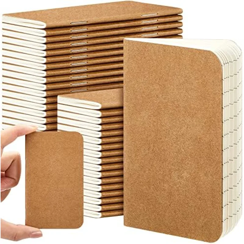 Outus 36 Pcs Pocket Notebook Bulk, Brown, Blank Cover