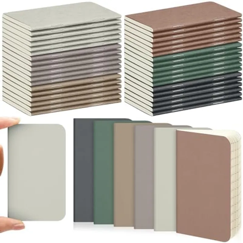 Outus 36 Pcs Pocket Notebook Bulk, Dark Color, Blank Cover
