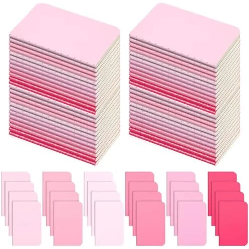 Outus 36 Pcs Pocket Notebook Bulk, Pink, Blank Cover