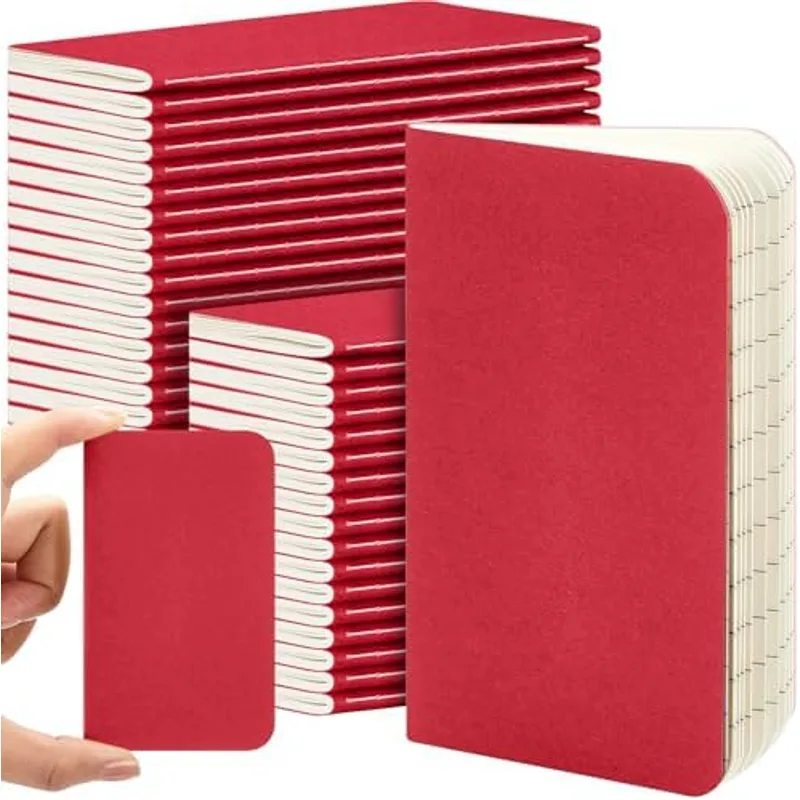 Outus 36 Pcs Pocket Notebook Bulk, Red, Blank Cover