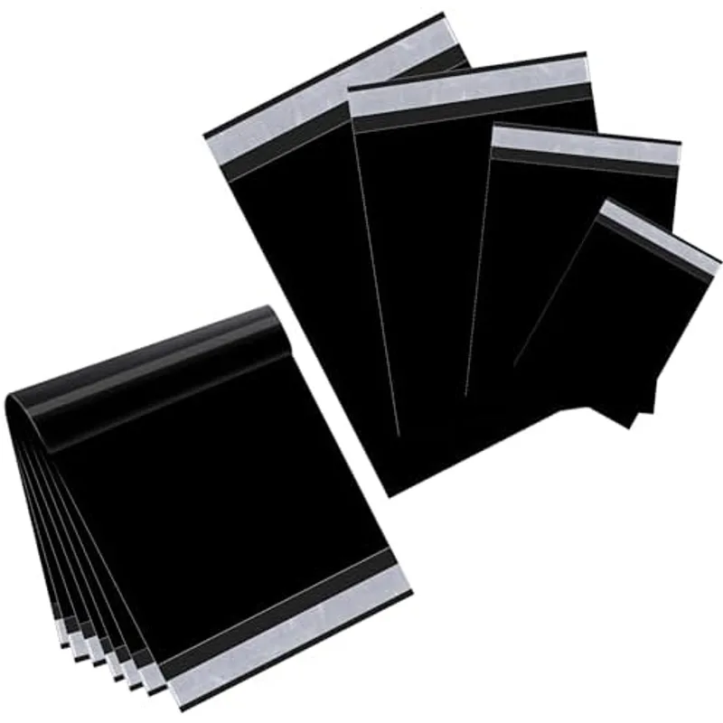 Poly Mailer, 8 x 12 In, 10 x 14 In, 13 x 18 In, 15 x 20 in, Black