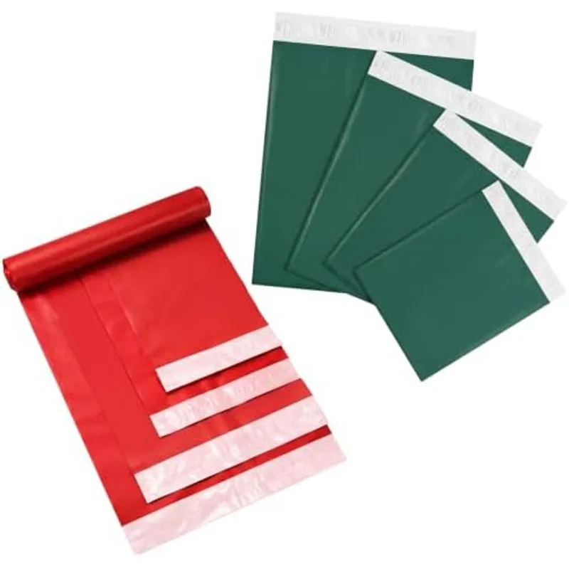 Poly Mailer, 8 x 12 In, 10 x 14 In, 13 x 18 In, 15 x 20 in, Red and Green