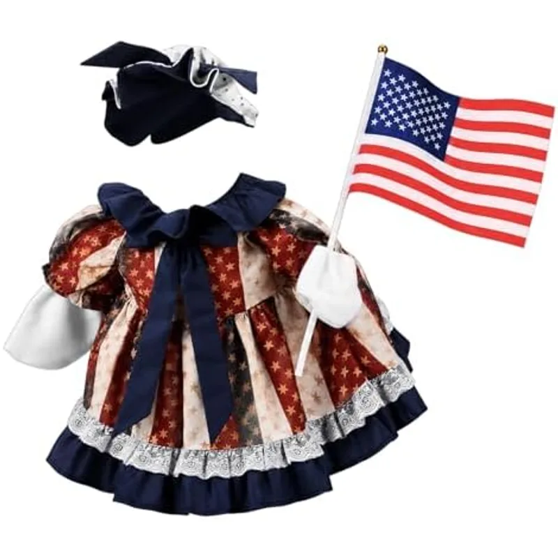 Outus 3 Pcs Porch Goose Outfit Patriotic Costume for Garden Yard Decor, Retro Patriotic