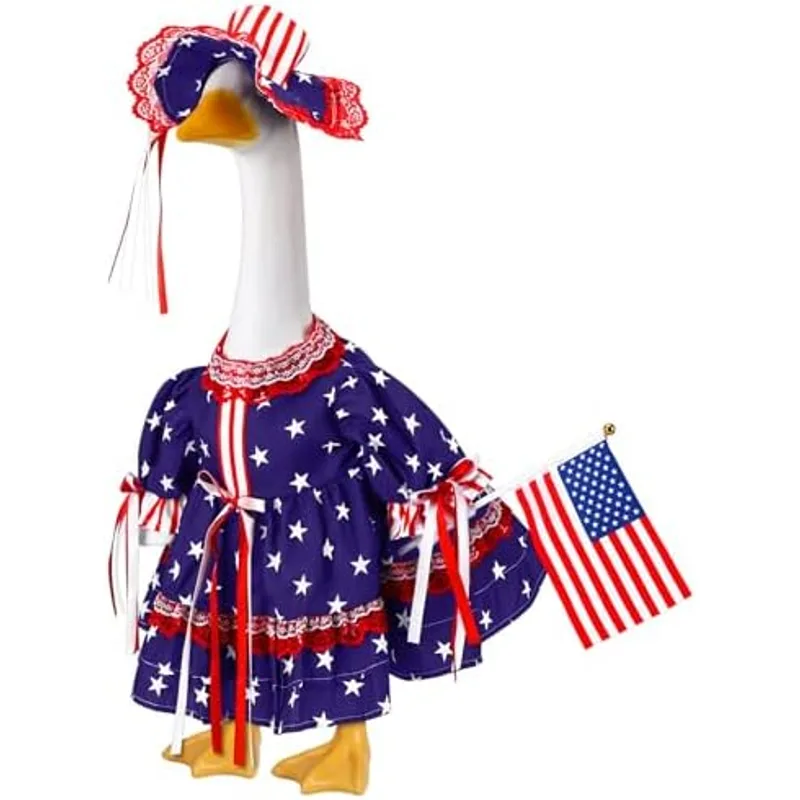 Outus Porch Goose Outfit Set, 4th of July Patriotic Costume for Statue