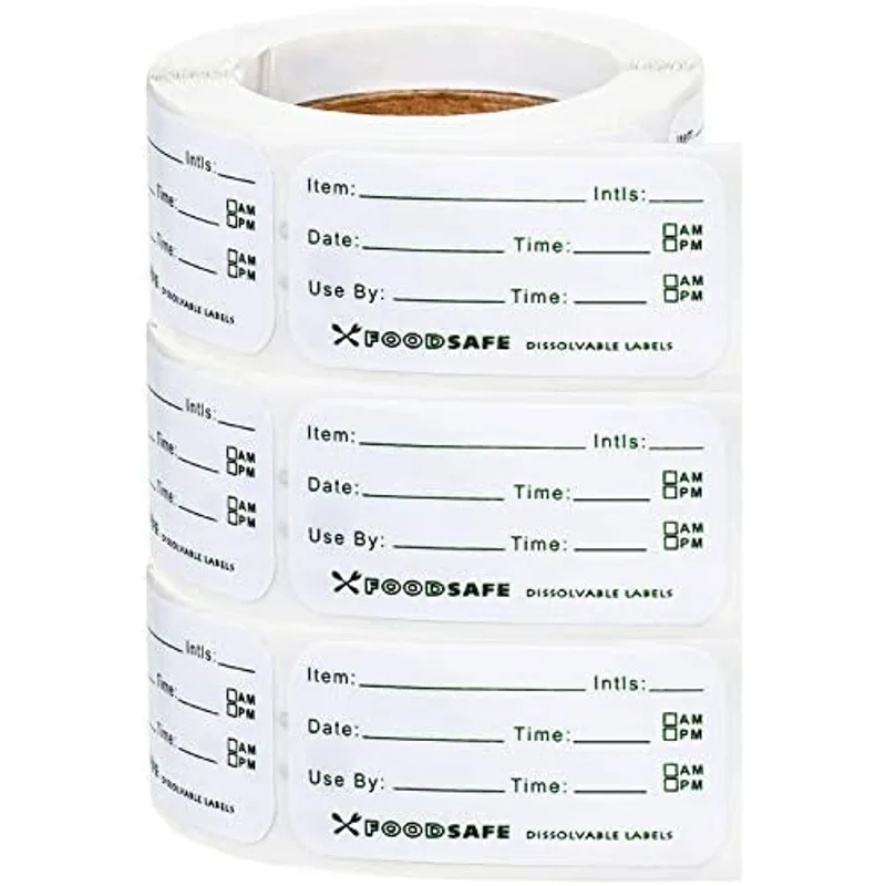 Outus Removable Food Labels for Restaurant Containers, 1 x 2 Inch, White