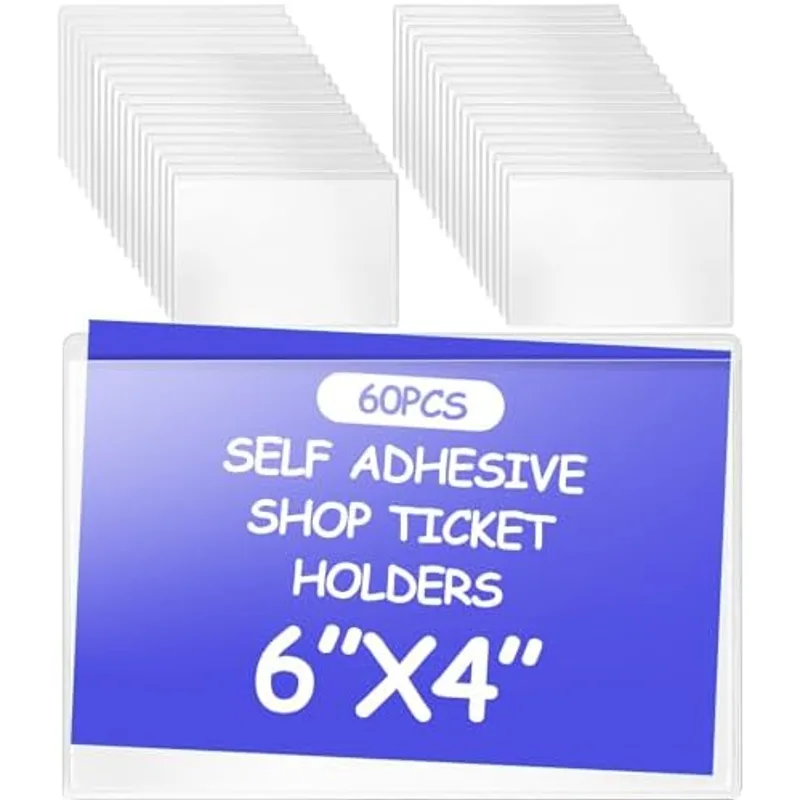 Outus Self Adhesive Shop Ticket Holders, 6 x 4 Inch, Clear