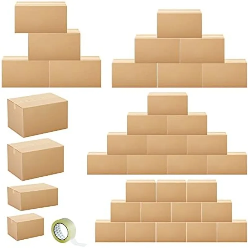 Outus Shipping Boxes Assorted Size Corrugated Cardboard Moving Box, Kraft Color