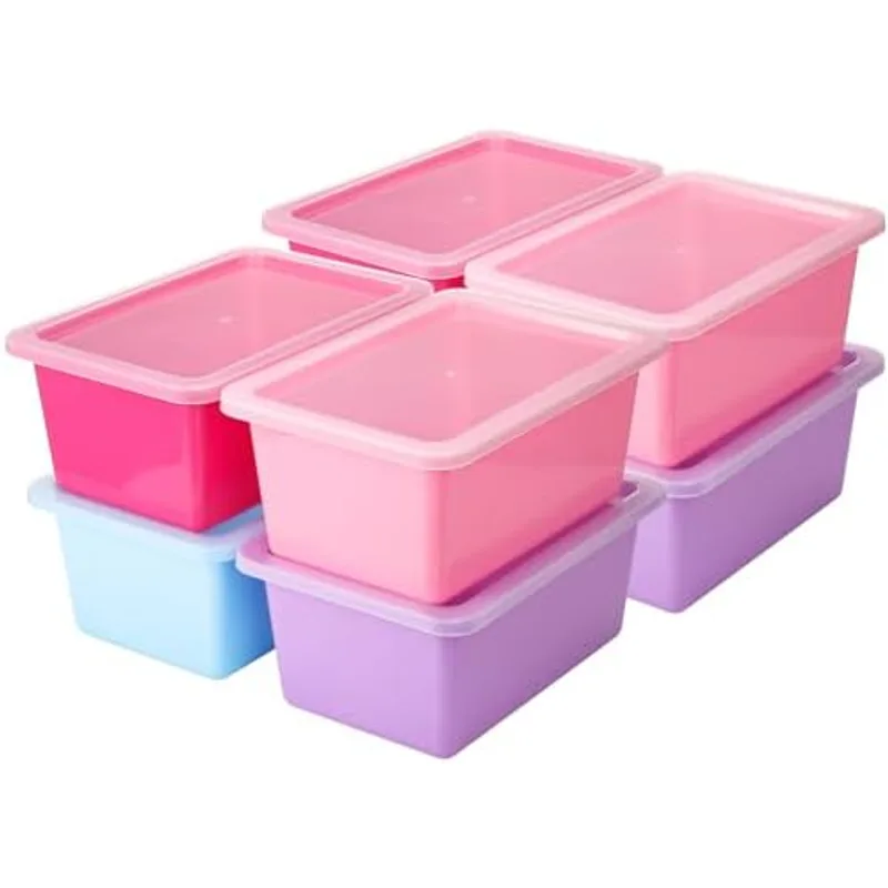 Outus 24 Pcs Small Storage Bin with Lids Plastic, Fresh Color